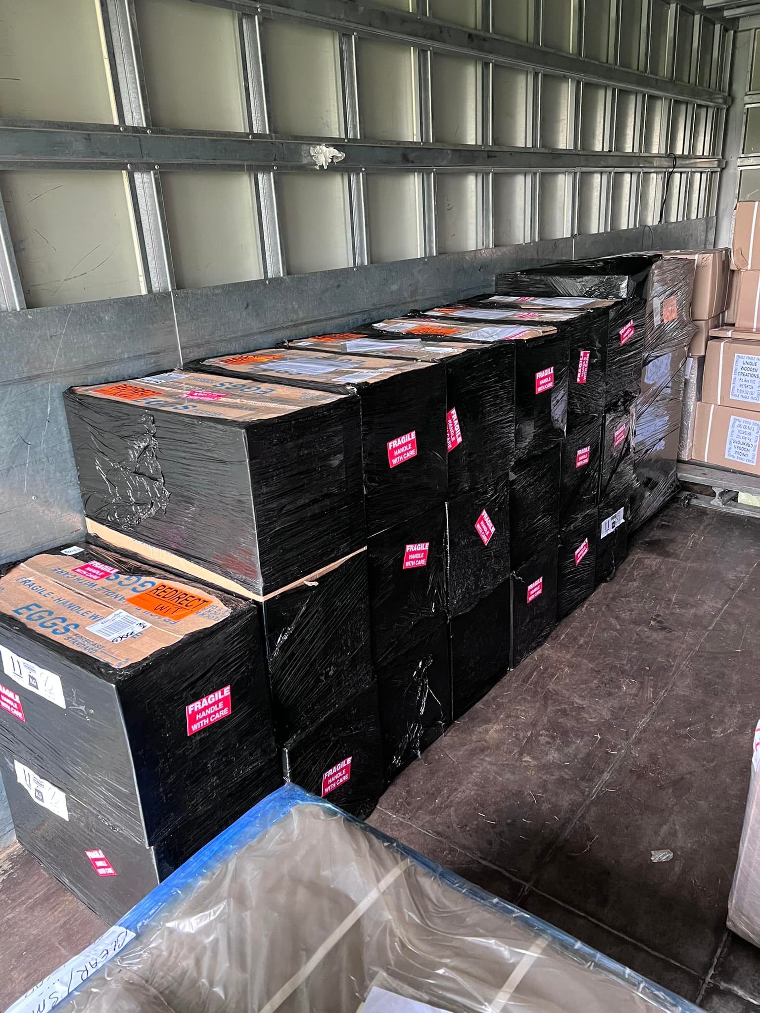 Fertile eggs loaded in courier van